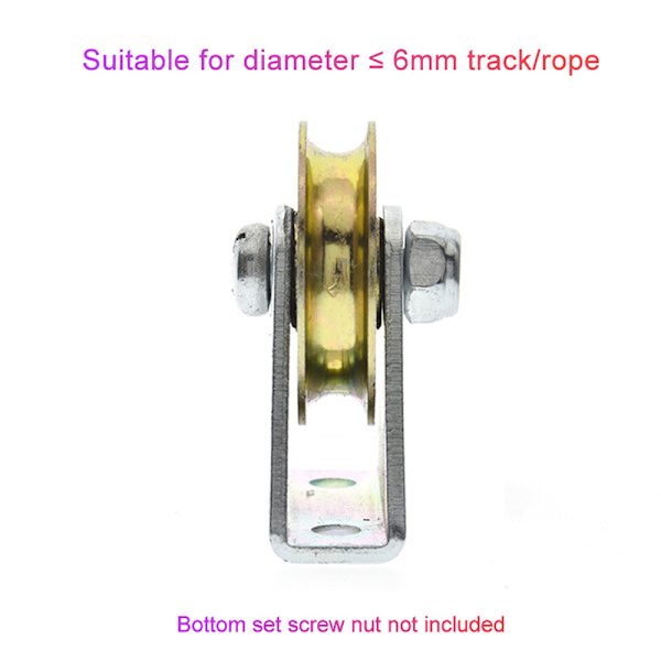 1Set Bracket Pulley Wire Rope Fixed Roller Over-line Hanging Wh 01