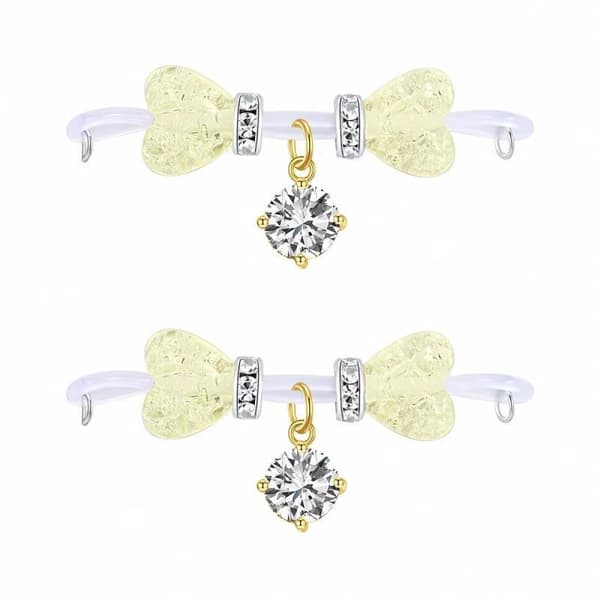2 st/set Nipple Rings Non Piercing Shiny Zircon Dangle Body Je Pink