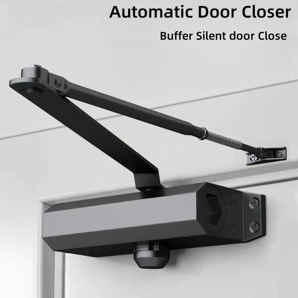 Automatisk dörrstängare i aluminium, armtyp (svart/silver) 2