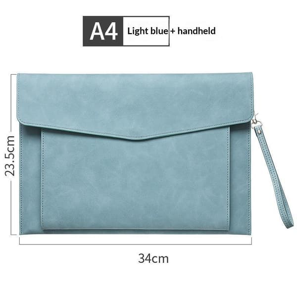 A4 PU læder dokumenttaske opbevaringstaske stor kapacitet dobbelt-la Dark blue no strap