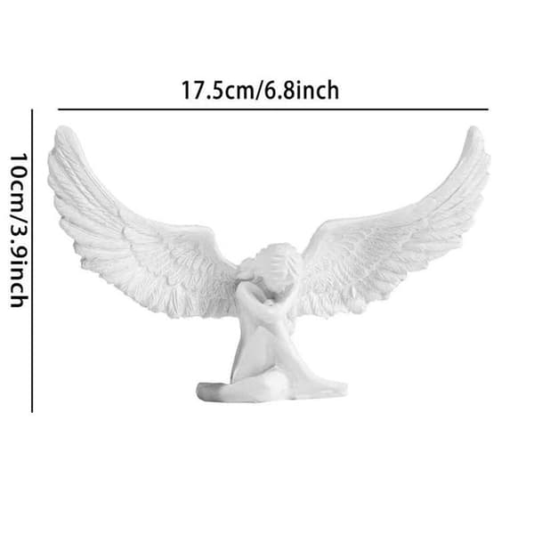 Englevingefigur Moderne 3D Omfavnende Englevingeskulptur White