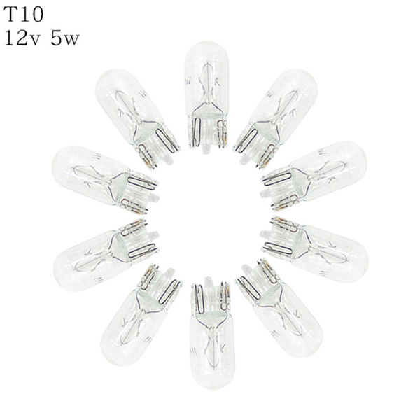10 stk Bil T10 Halogen W5W 12v Auto Lampe Pærer Instrument Lys