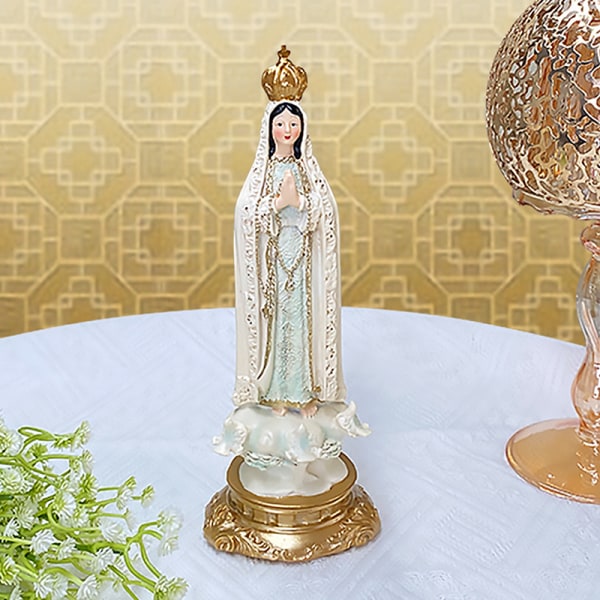 Den velsignede jomfru Maria Vår Frue Av Fatima-statuefigur til hjemmet White