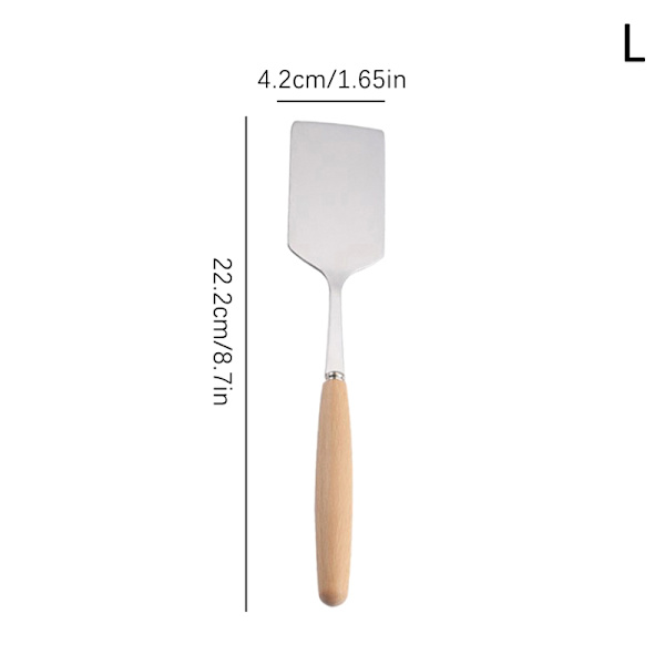 Rustfritt stål firkantet biff stekespade trehåndtak P 22cm
