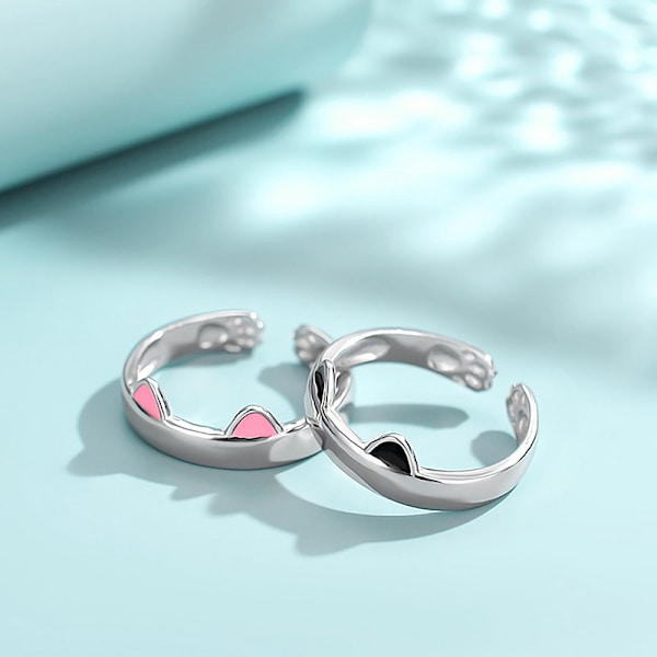 Fashion e Cat Ear Open Justerbar Fingerring For Damesmykker C