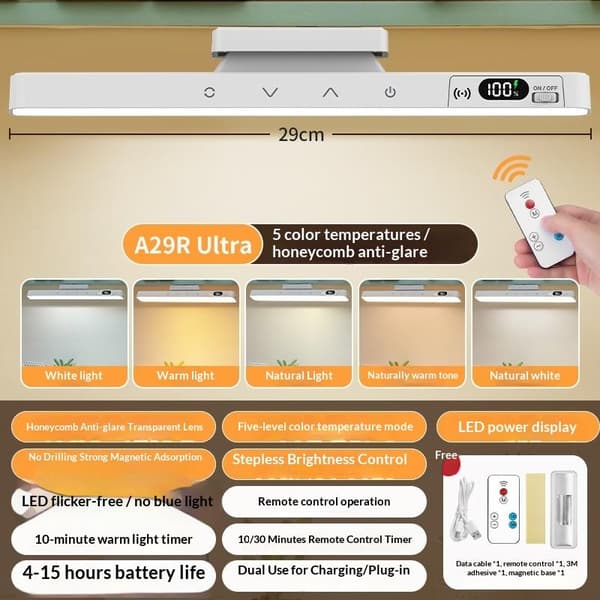 Smart Touch Bordlampe Magnetisk Skrivebordslampe Innebygd 2000mAh Batteri A1