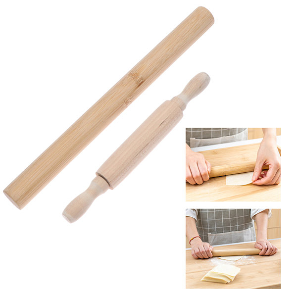 Kavel av massivt trä, non-stick träpresspinne, bakning D 20CM