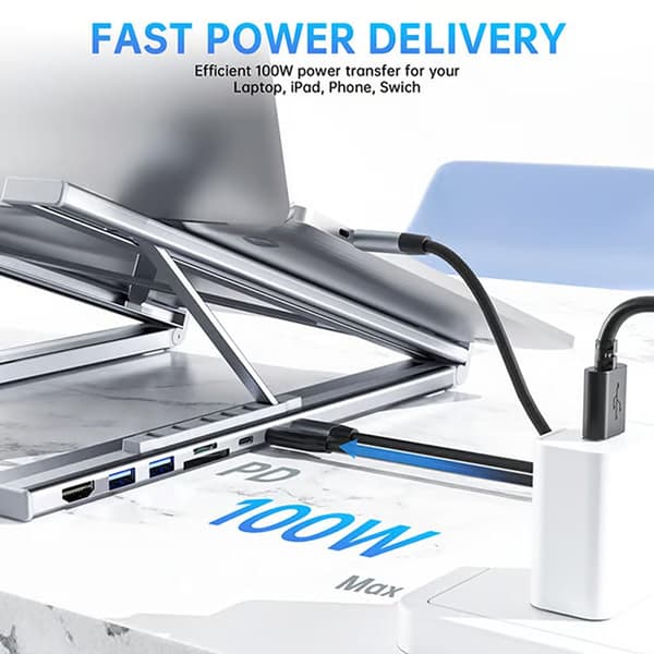 8-i-1 USB-C Laptop Stand med Docking Station Universal USB C A2