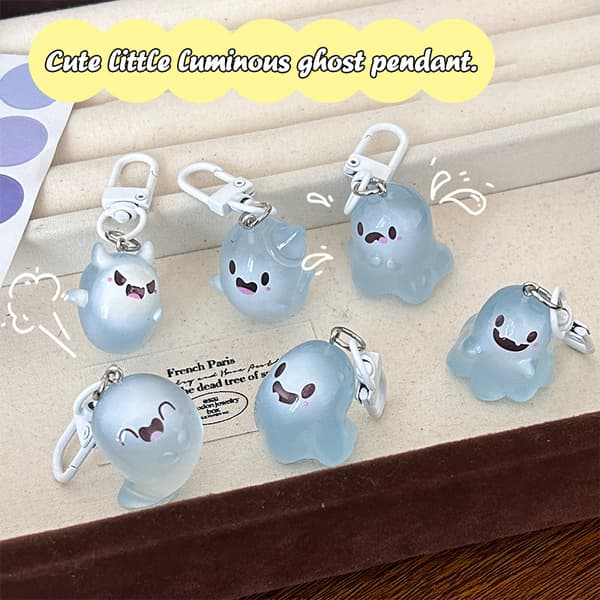 Halloween Luminous Ghost Keychain Jelly Doll Phone Pendant Bag A2