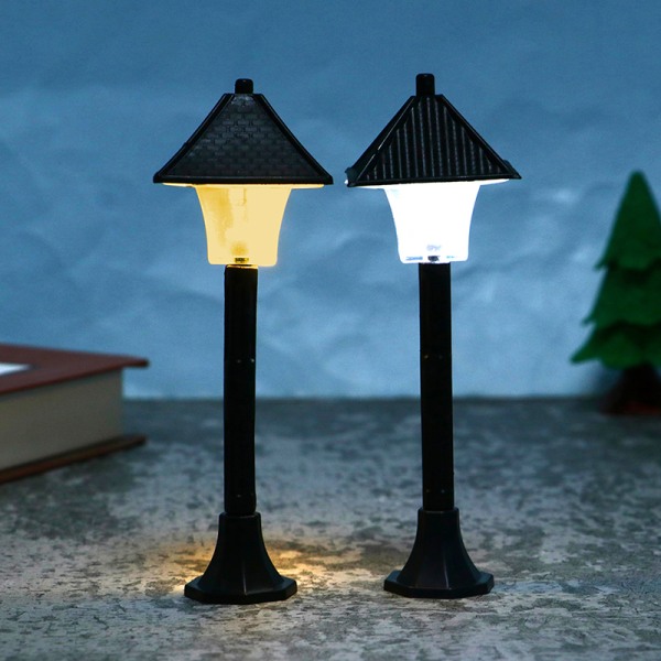 1:12 Dukkehus Miniature Park Gadelampe LED Lampe Lanternestolpe