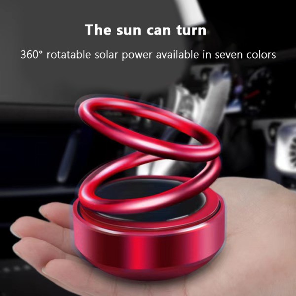 Car Aroma Solar Roterende Ornament Doble Ringer Hengende Interiør Red