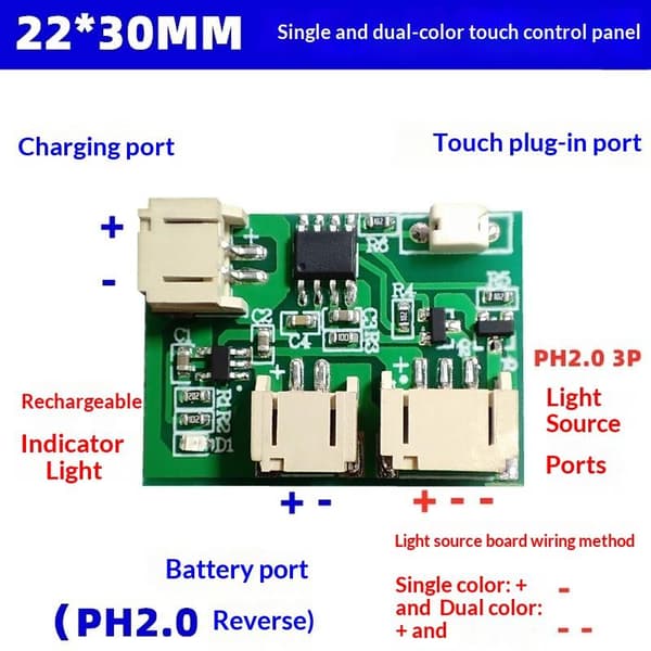 1/3/5 stk. LED 3-niveau dæmpning Touch Control USB C Timer Off Cont Single Color