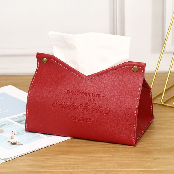 Tissue Box Stue Simple Servietboks Køkken Opbevaring PU Lea Red