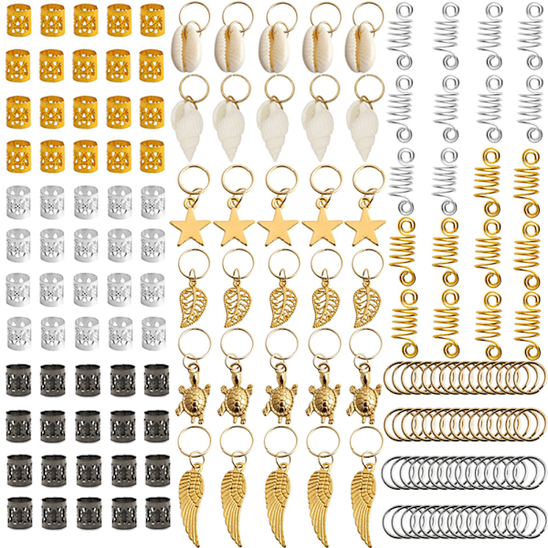 60-170 st Mix Hårringar Fläta Dreadlocks Pärlor Manschetter Clips 170pcs
