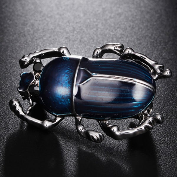 Vintage Lady Brosch Beetle Emalj Djur Insekt Skjorta Brosch Blue