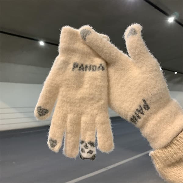 Ridehansker Touch Five Fingers e Warm Thickened Cold Knitted F