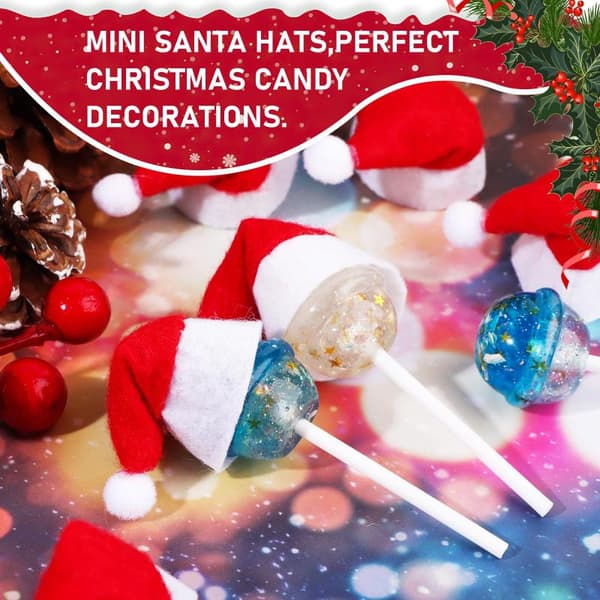 30 STK Mini Julemandshuer med blød plys og hvid pompon Red 30PCS