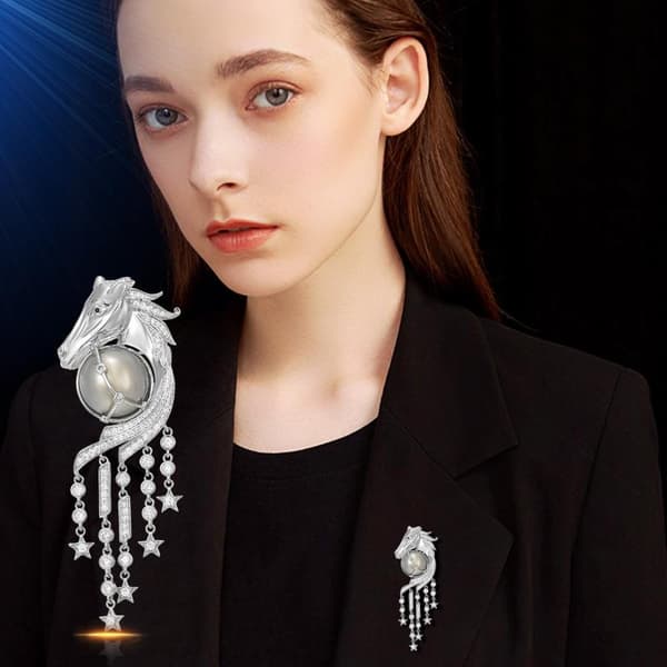 Retro Hestehoved Meteor Broche Alsidig Stjernetegn Heste Broche