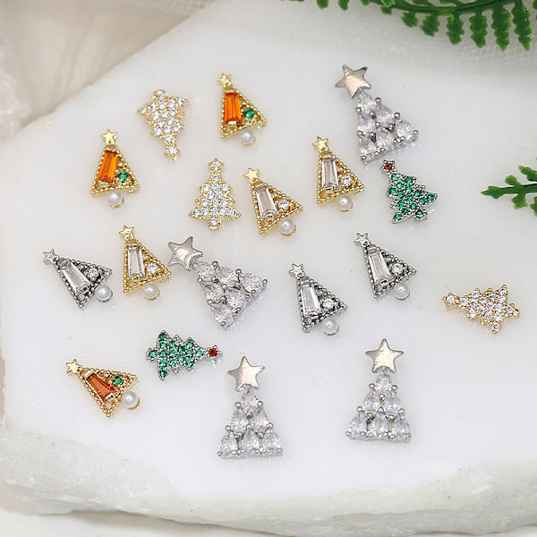 1 stk Glitter Full Zirkon Juletre Perler Diamanter Legering Nai A3