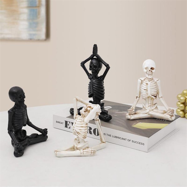 Yoga Skeletter Ornamenter - Grufulde Spøgelsespynt Halloween Gotisk Dekoration White extension