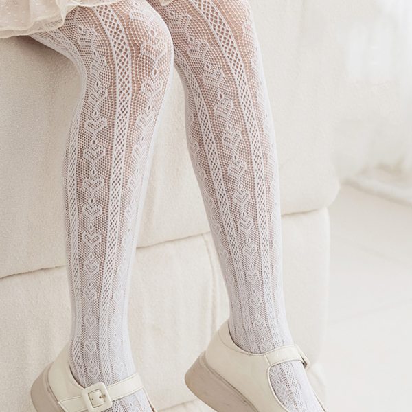 Flickstrumpbyxor Andningsbara Mesh Barn Prinsessstrumpbyxor Elastiska white2 M