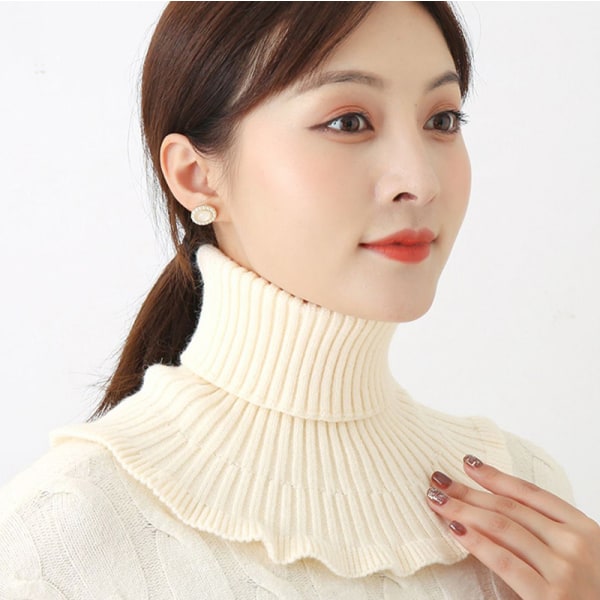 Kvinnor stickad halsduk Warm Turtleneck Neck Warmer Detacha Yellow