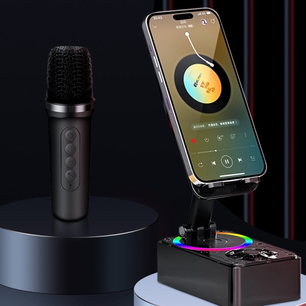 Kannettava RGB- Bluetooth kaiutin, jossa on mikrofoni-puhelimen pidike Pink 1 Microphone
