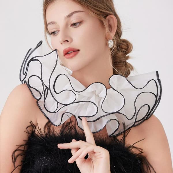 Fransk Elegant Mesh Ruffle Lag Krage Dekorasjon Avtakbar A1