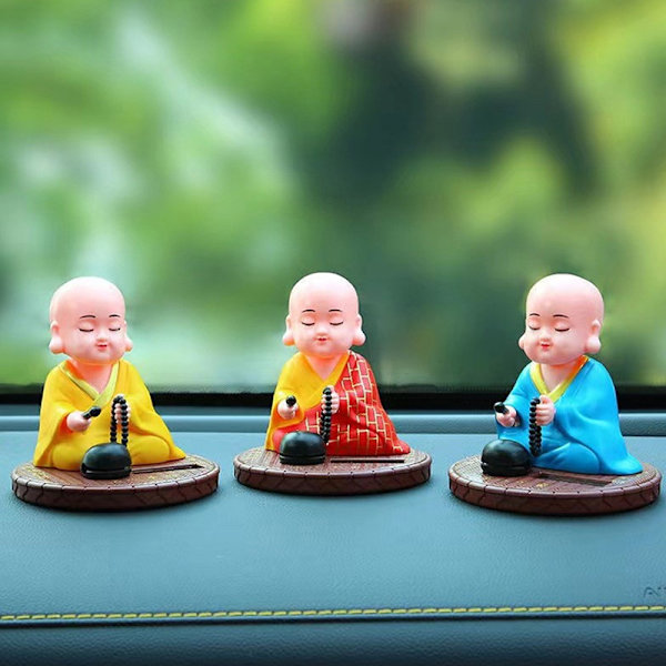 Solar Powered Bobble Rystende Hoved Dansende Legetøj Buddhist Monk Dol red