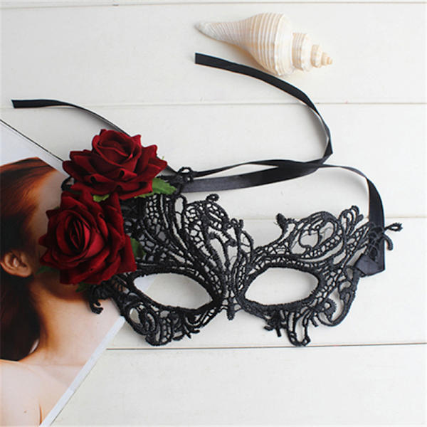 Maske til maskerade - elegant damemaske i venetiansk stil Wine red