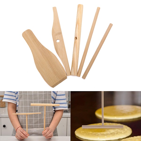 3 st trä kratta rund smet pannkaka crepe spridare hem kök 1Set/3pcs