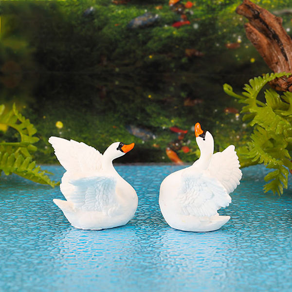 Mini White Swan Decoration Goose Figurine Dollhouse Micro Lands A3