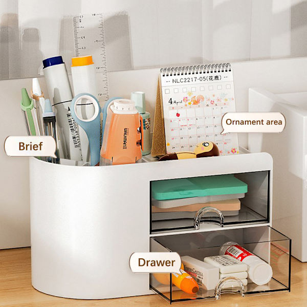 Penneholder med skuff Multifunksjon Desktop Organizer Statione A1