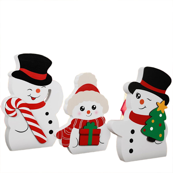 3pcs Christmas Snowman Figurine Tabletop Centrepiece Home Decor White