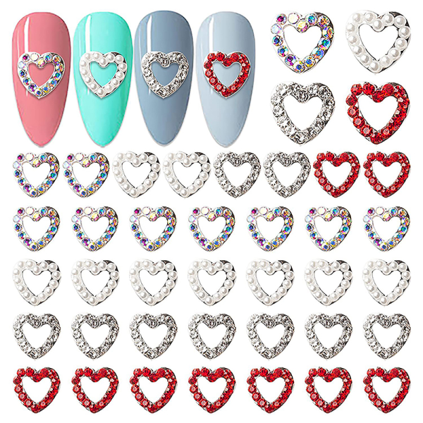 5 STK Hallow Heart Nail Art Charms Legering Nail Decoration Diamond D