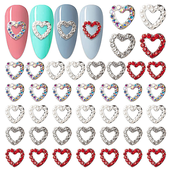 5 STK Hallow Heart Nail Art Charms Legering Nail Dekoration Diamond A