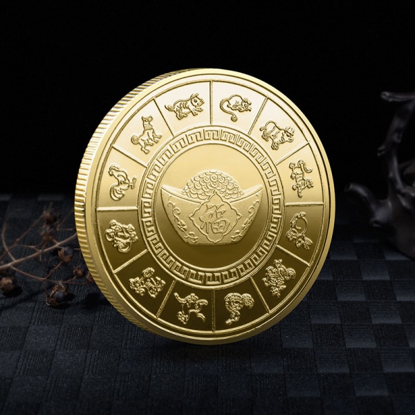 1 stk Prosperity Dragon minnemynttradiasjon Kina Masc Gold