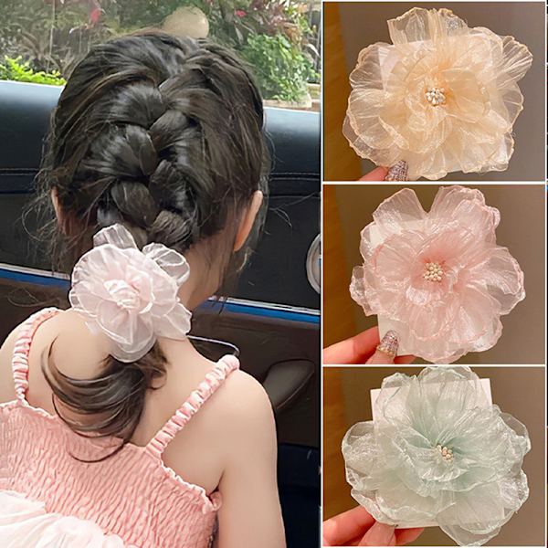 Mesh Flower Barn Hårklämma Sweet And e Princess Style Sid Pink
