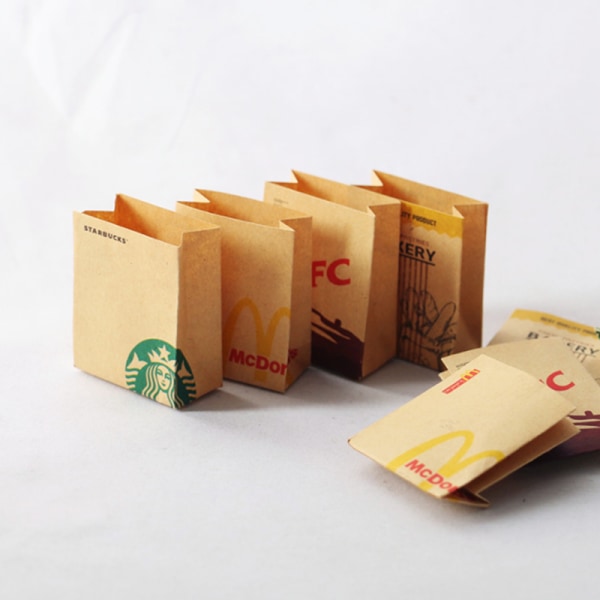 5 stk Dukkehus Simulering Miniature Hamburger kaffe Fries Pakke C