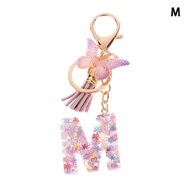 1 kpl A-Z Letters avaimenperä naisille Tupsu Butterfly Pendant Ini M