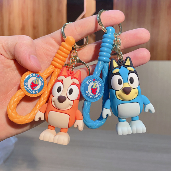 Bluey Family Nøkkelring Charm Nøkkelring Tegneserie Barnegave Lekepose P Blue