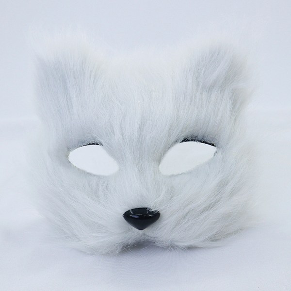 1PC Kettu Naamio Karvainen Puoli Kasvot Eläin Simuloitu Kissa Naamio Halloween White