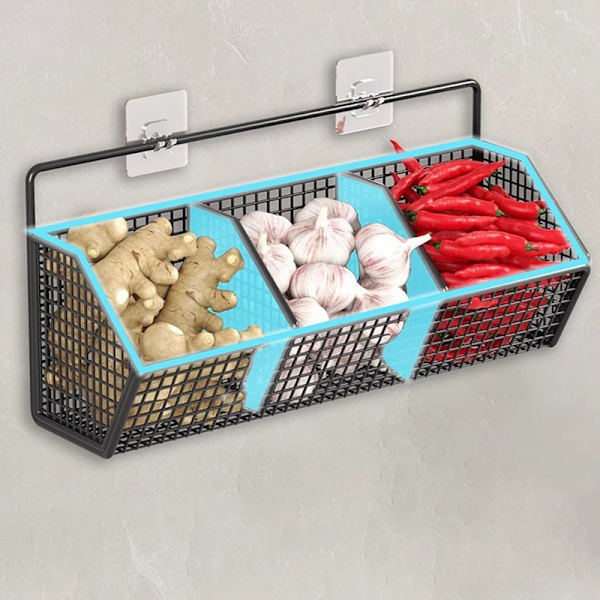 Väggmonterad förvaringshylla Lök Ingefära Vitlök Kryddor Kitche A2