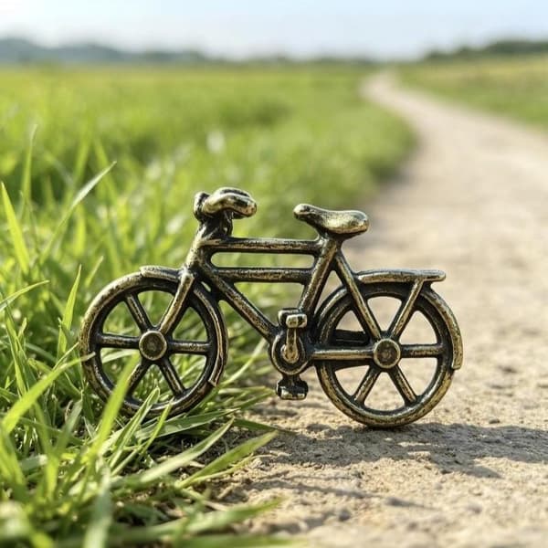 Mini cykelfigur i legering, retro antik finish, udsøgte detaljer