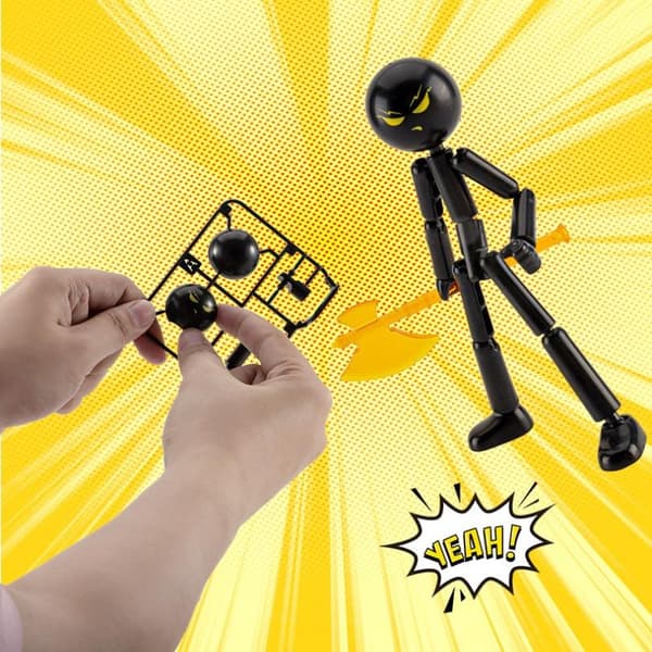 1 set rörlig 3D-utskriven skyltdocka, flerledad stickman-leksak A2