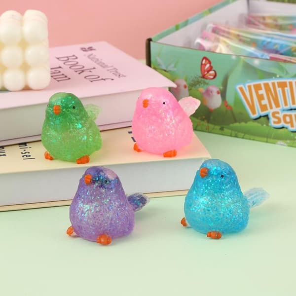 e Glitter Fugl Fidget Legetøj Blødt Perfekt til Børnefest A4
