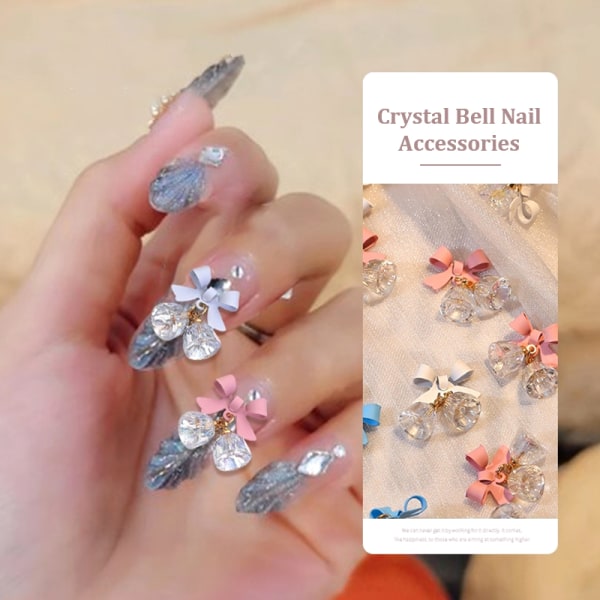 1Pc DIY Nail Art Charm 3D Crystal Bell Sød butterfly neglebor Pink