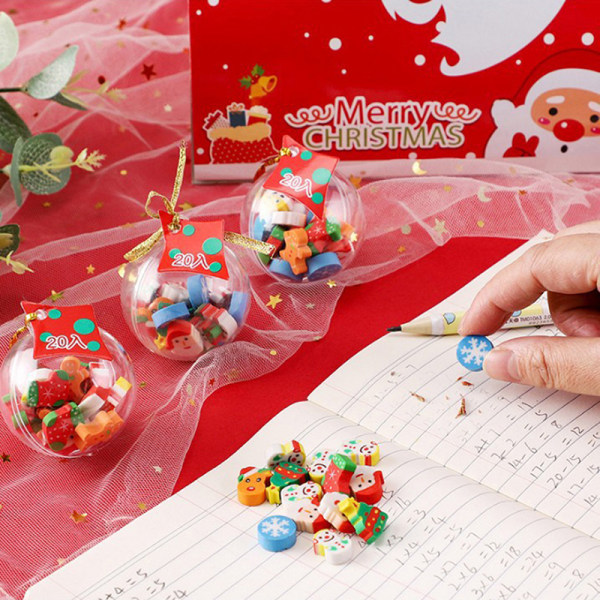 20 stk Min Merry Christmas viskelær for barn Gaver Kawaii Station 20pcs