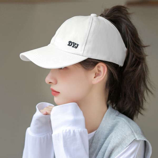 Bokstav Enfärgad hög hästsvans cap Sport Golf Tennis White