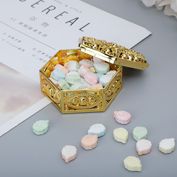 Creative Plastic Hexagon Candy Box Wedding Vintage Chocolate Gi gold